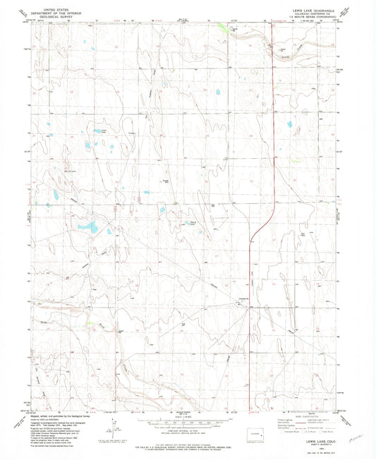 Classic USGS Lewis Lake Colorado 7.5'x7.5' Topo Map Image