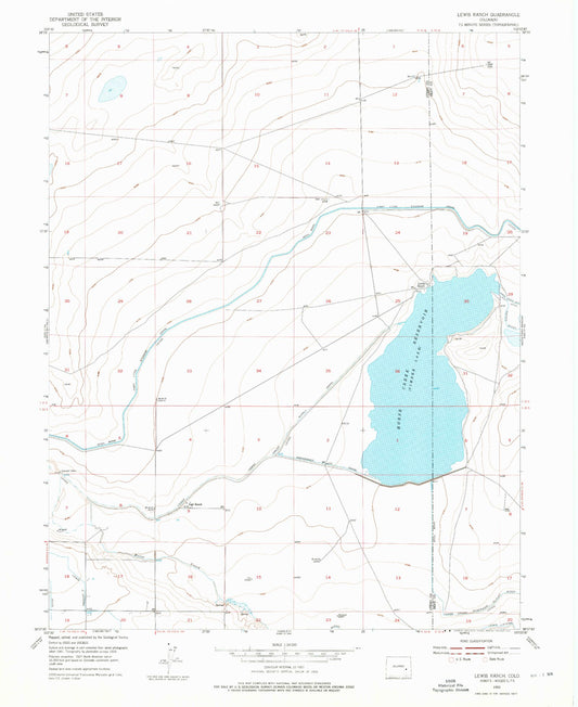 Classic USGS Lewis Ranch Colorado 7.5'x7.5' Topo Map Image