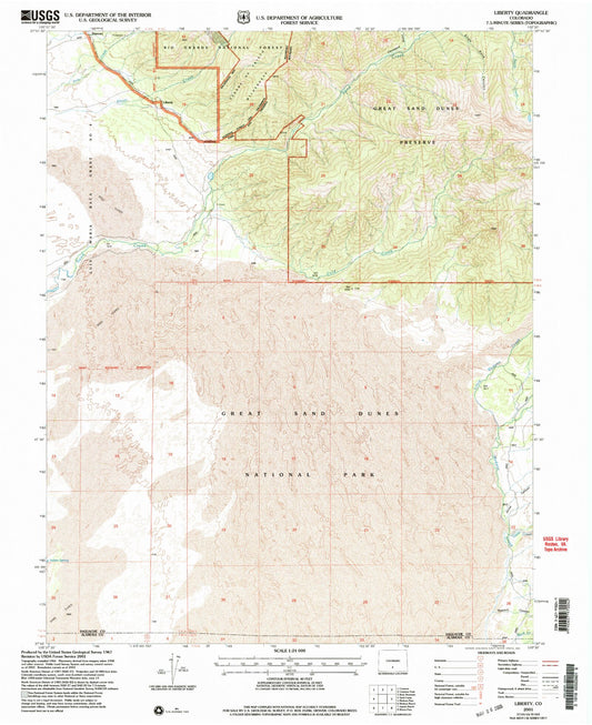 Classic USGS Liberty Colorado 7.5'x7.5' Topo Map Image