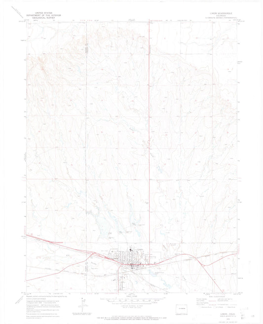 Classic USGS Limon Colorado 7.5'x7.5' Topo Map Image