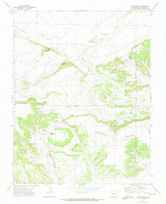 Classic USGS Little Dome Colorado 7.5'x7.5' Topo Map Image