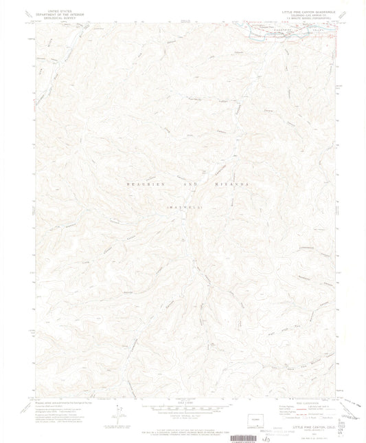 Classic USGS Little Pine Canyon Colorado 7.5'x7.5' Topo Map Image