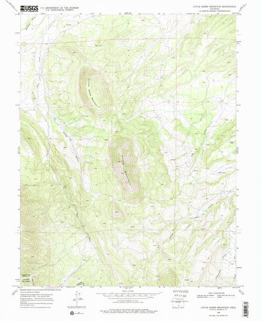 Classic USGS Little Sheep Mountain Colorado 7.5'x7.5' Topo Map Image