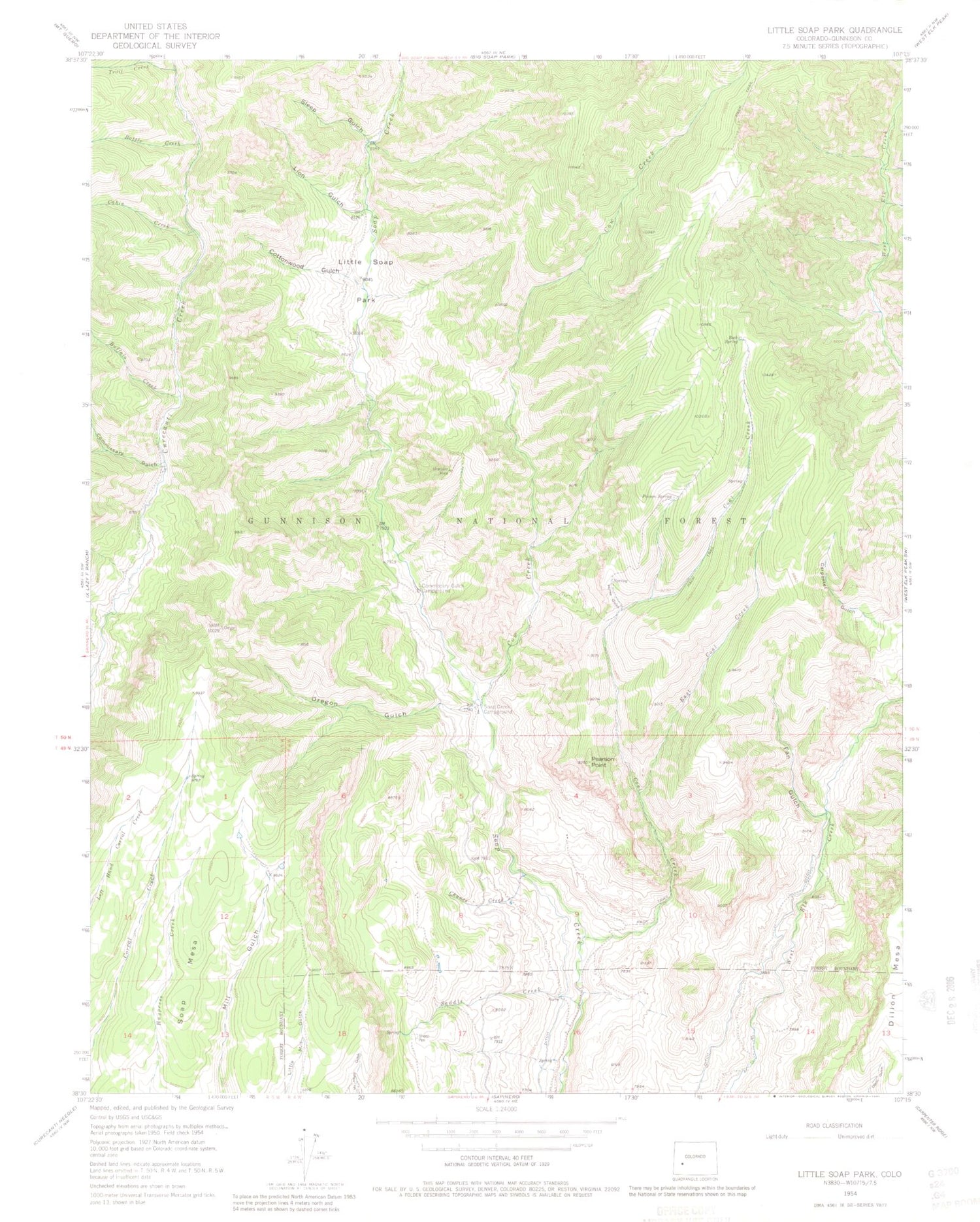 USGS Classic Little Soap Park Colorado 7.5'x7.5' Topo Map Image