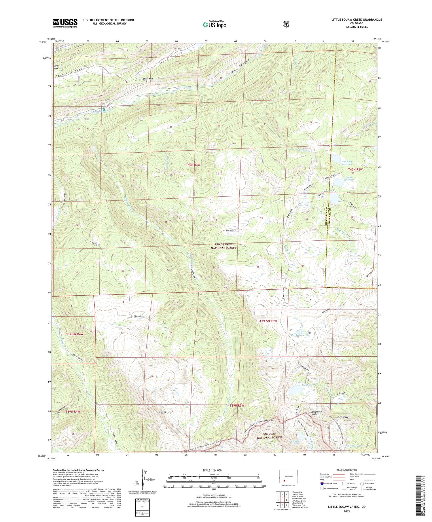 Little Squaw Creek Colorado US Topo Map Image