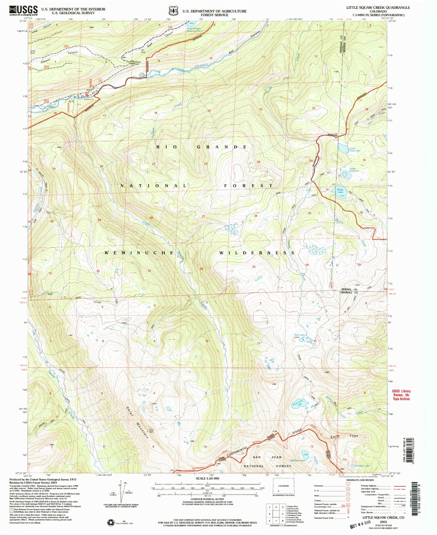 Classic USGS Little Squaw Creek Colorado 7.5'x7.5' Topo Map Image