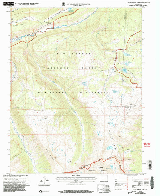 Classic USGS Little Squaw Creek Colorado 7.5'x7.5' Topo Map Image