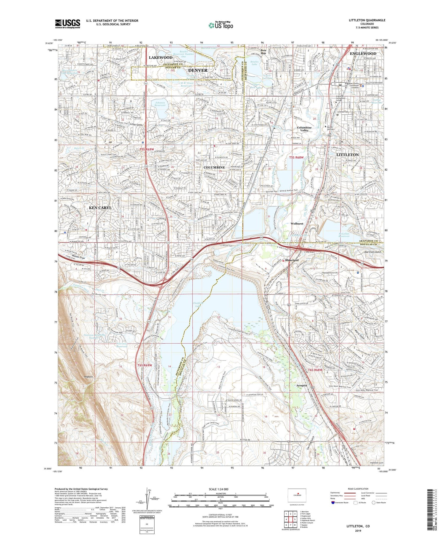 Littleton Colorado US Topo Map Image