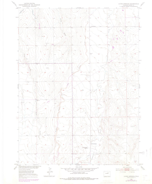 Classic USGS Living Springs Colorado 7.5'x7.5' Topo Map Image