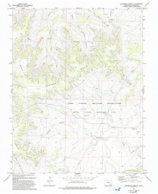 Classic USGS Lockwood Arroyo Colorado 7.5'x7.5' Topo Map Image