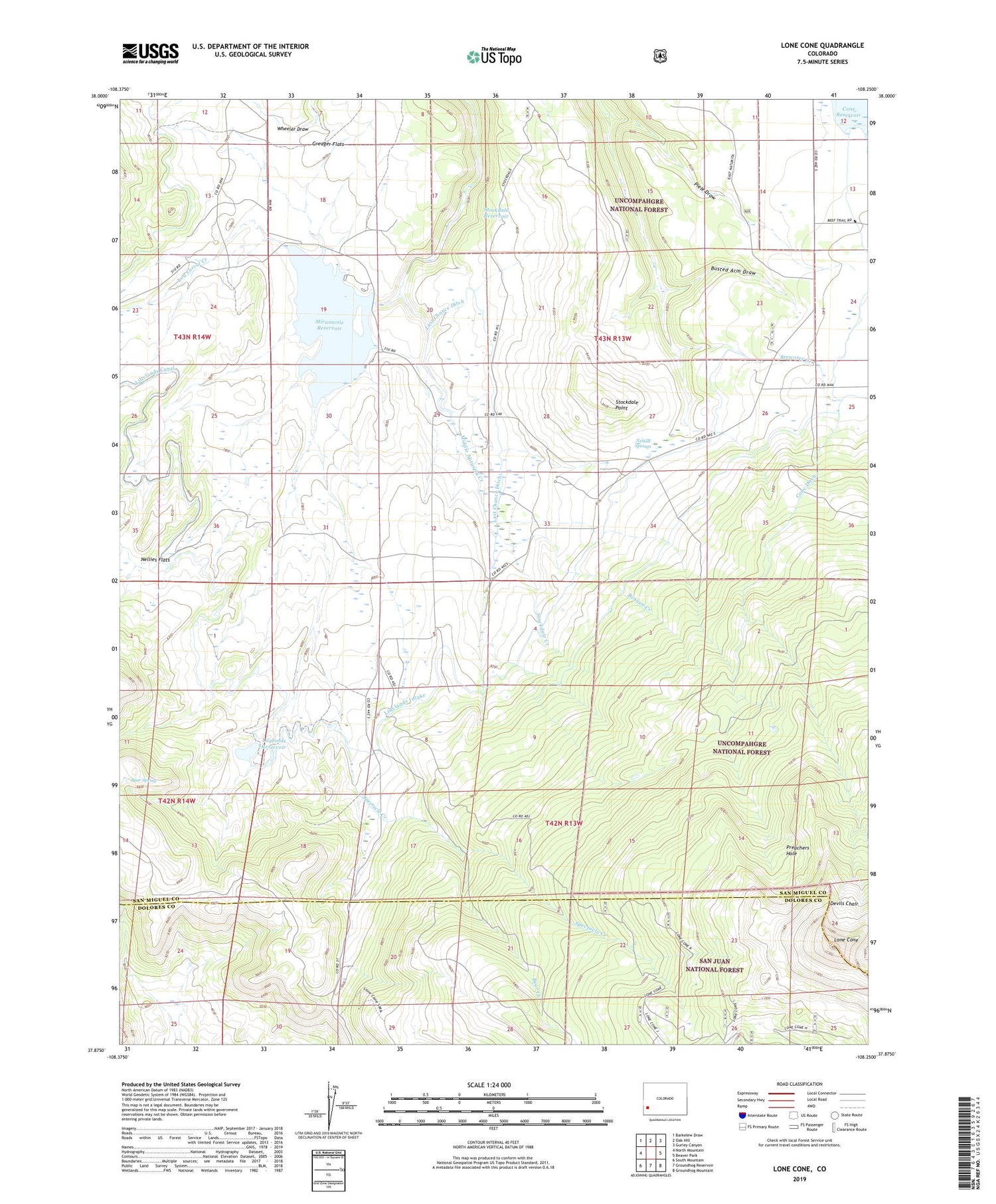 Lone Cone Colorado US Topo Map Image