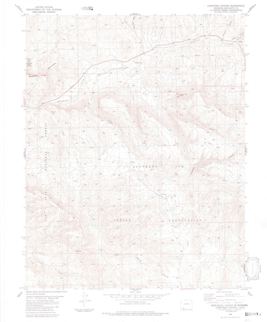 Classic USGS Lonetree Canyon Colorado 7.5'x7.5' Topo Map Image