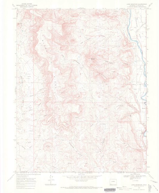 Classic USGS Long Mountain Colorado 7.5'x7.5' Topo Map Image