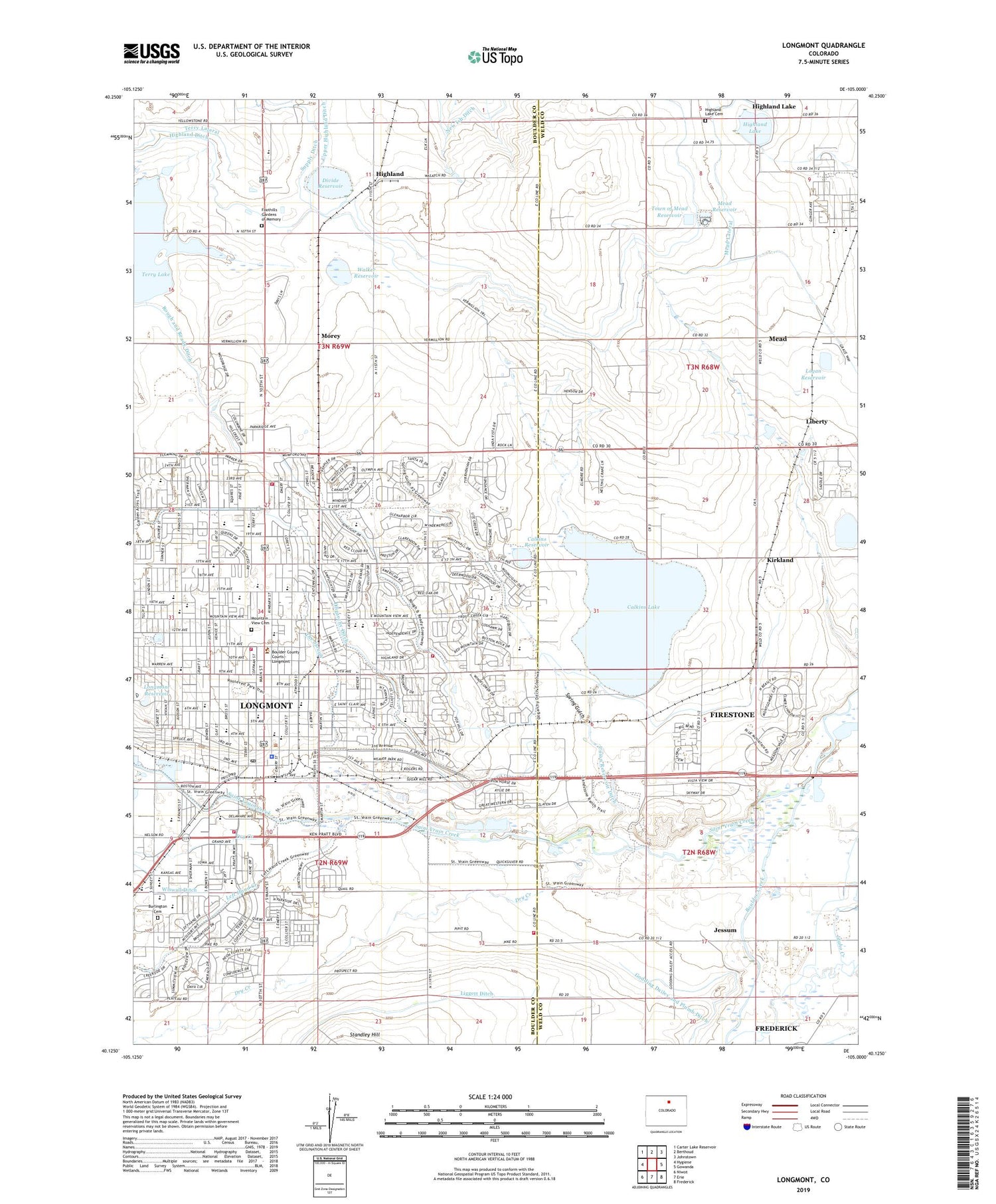 Longmont Colorado US Topo Map Image