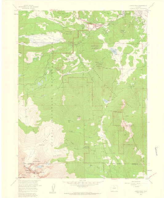 USGS Classic Longs Peak Colorado 7.5'x7.5' Topo Map Image