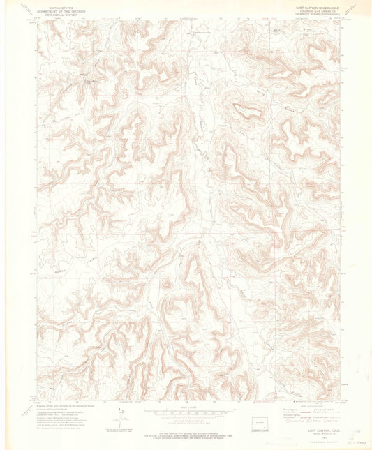 Classic USGS Lost Canyon Colorado 7.5'x7.5' Topo Map Image