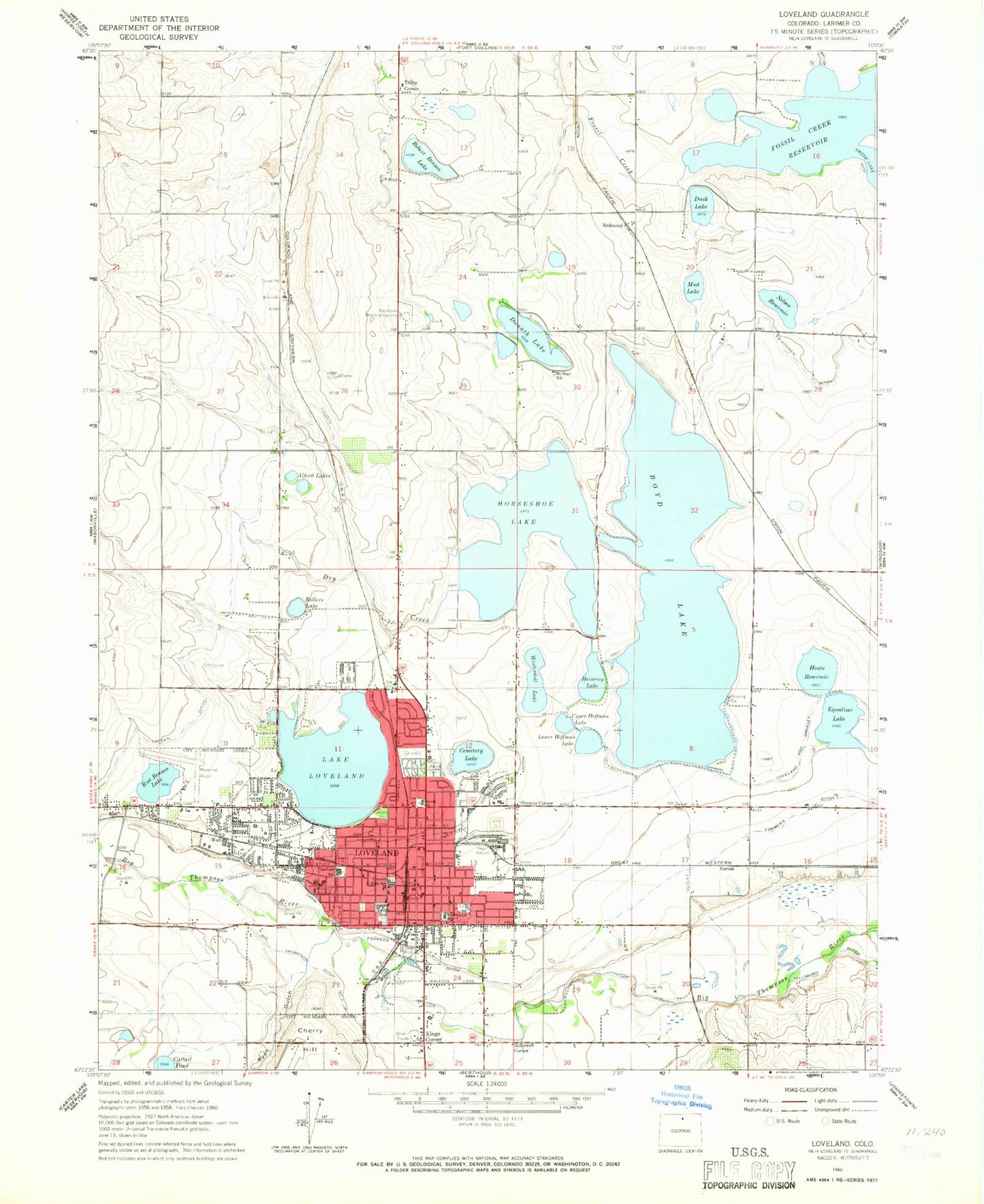 Classic USGS Loveland Colorado 7.5'x7.5' Topo Map Image