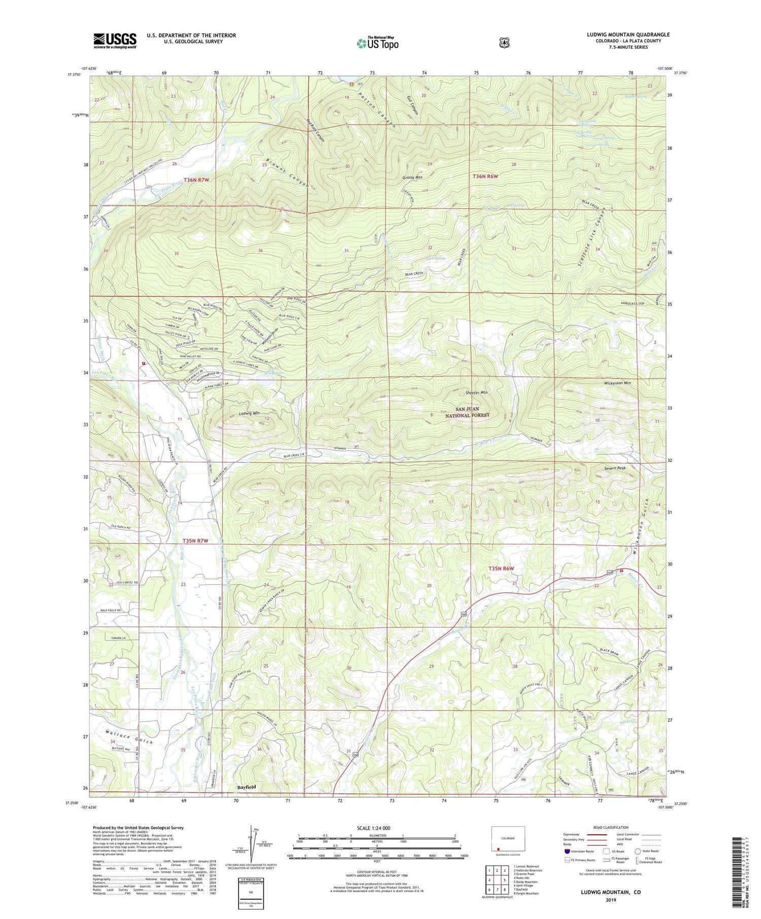 Ludwig Mountain Colorado US Topo Map Image