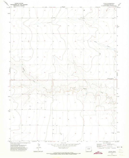 Classic USGS Lycan Colorado 7.5'x7.5' Topo Map Image