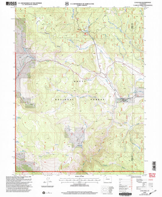 Classic USGS Lynx Pass Colorado 7.5'x7.5' Topo Map Image