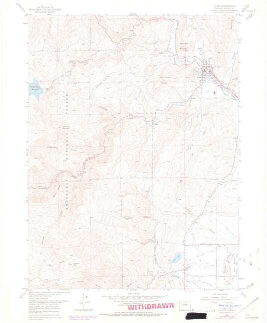 Classic USGS Lyons Colorado 7.5'x7.5' Topo Map Image