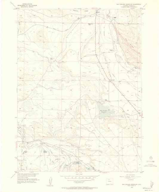 Classic USGS MacFarlane Reservoir Colorado 7.5'x7.5' Topo Map Image