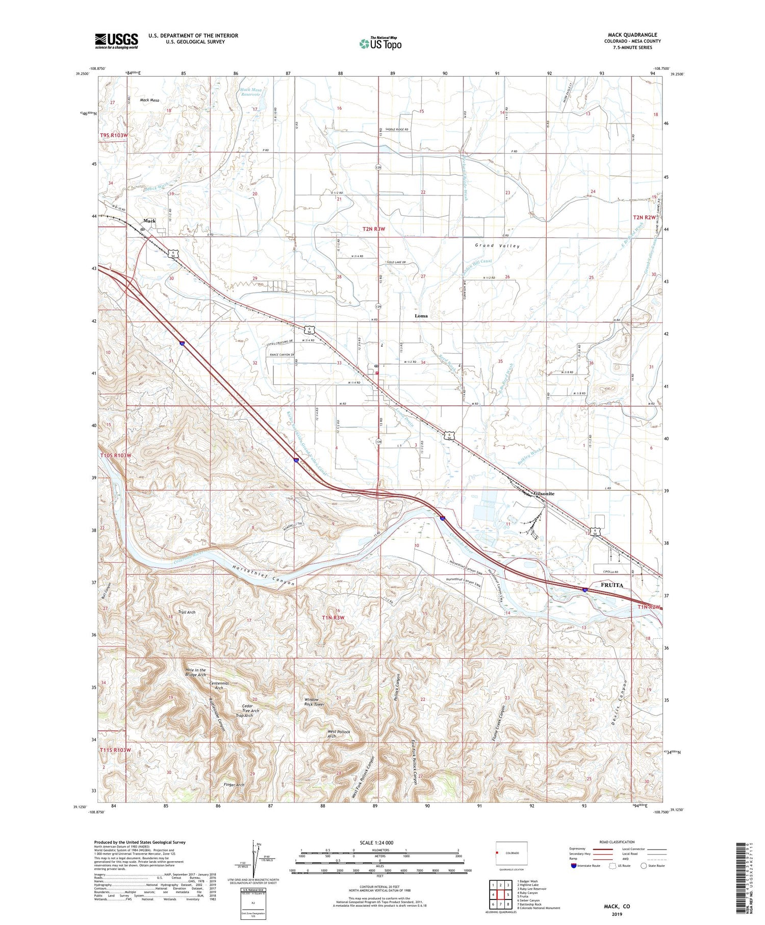 Mack Colorado US Topo Map Image