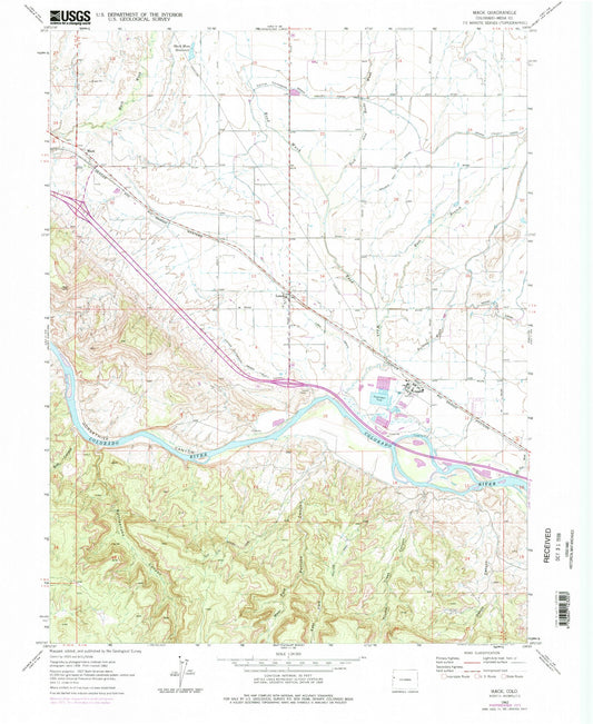 Classic USGS Mack Colorado 7.5'x7.5' Topo Map Image