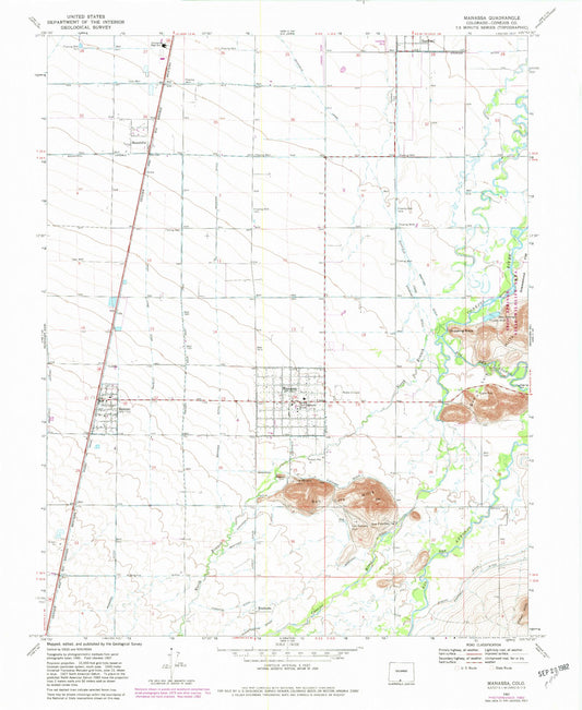 Classic USGS Manassa Colorado 7.5'x7.5' Topo Map Image