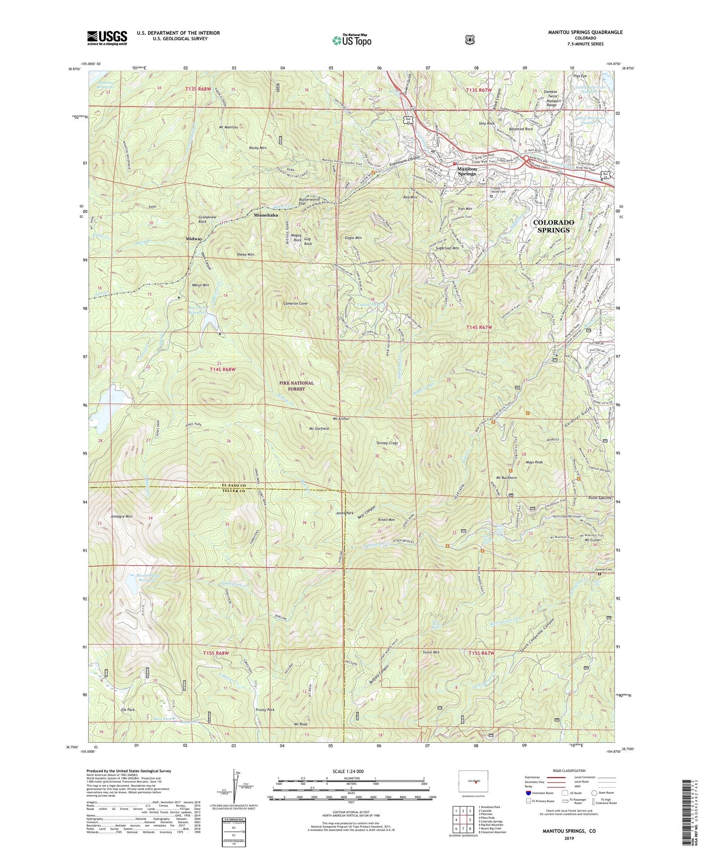 Manitou Springs Colorado US Topo Map Image