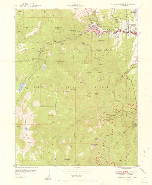 USGS Classic Manitou Springs Colorado 7.5'x7.5' Topo Map Image