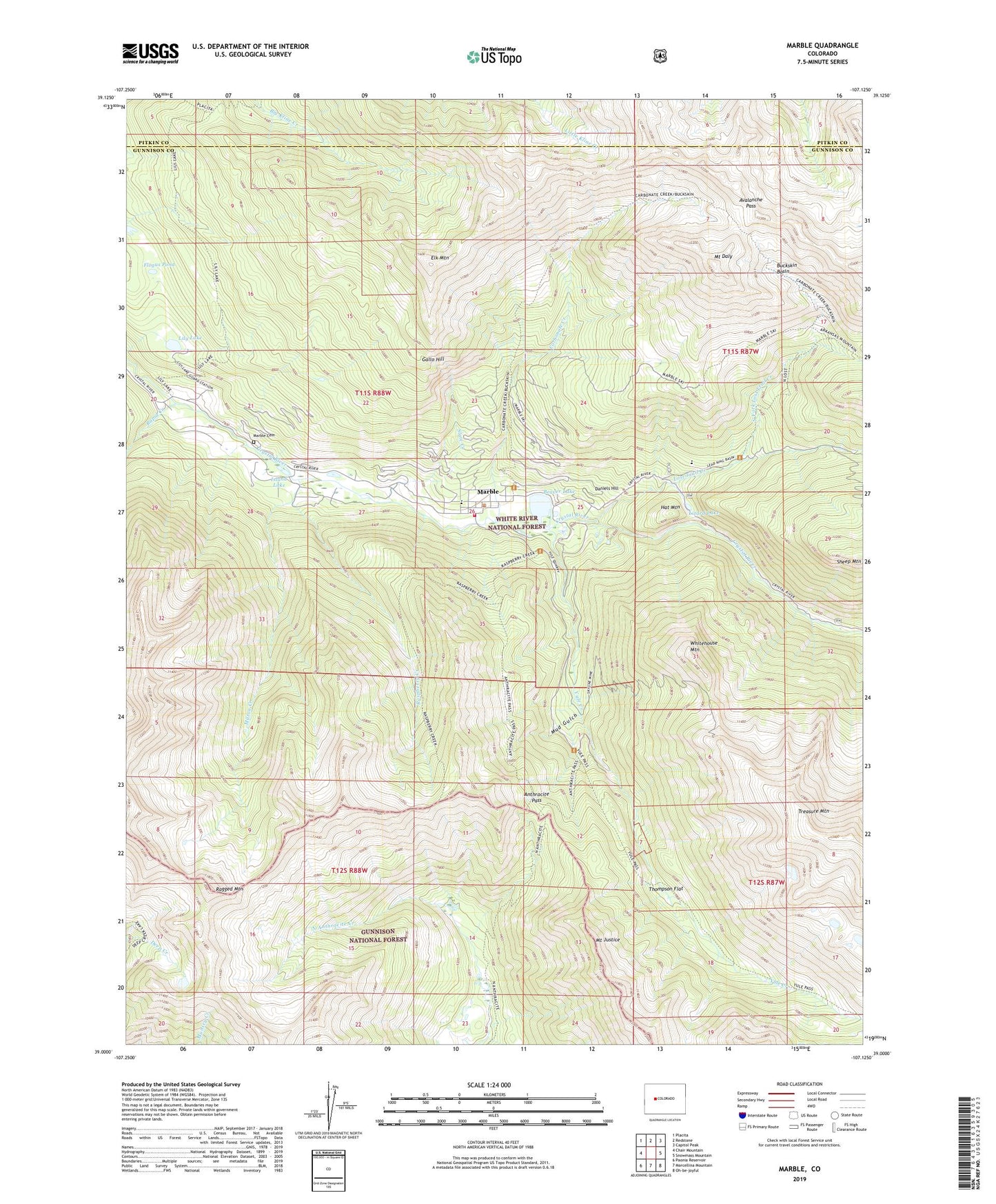 Marble Colorado US Topo Map Image
