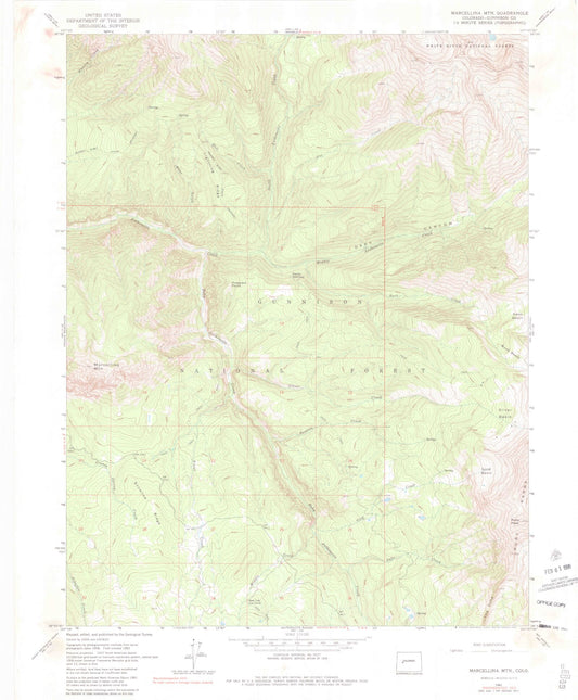 USGS Classic Marcellina Mountain Colorado 7.5'x7.5' Topo Map Image