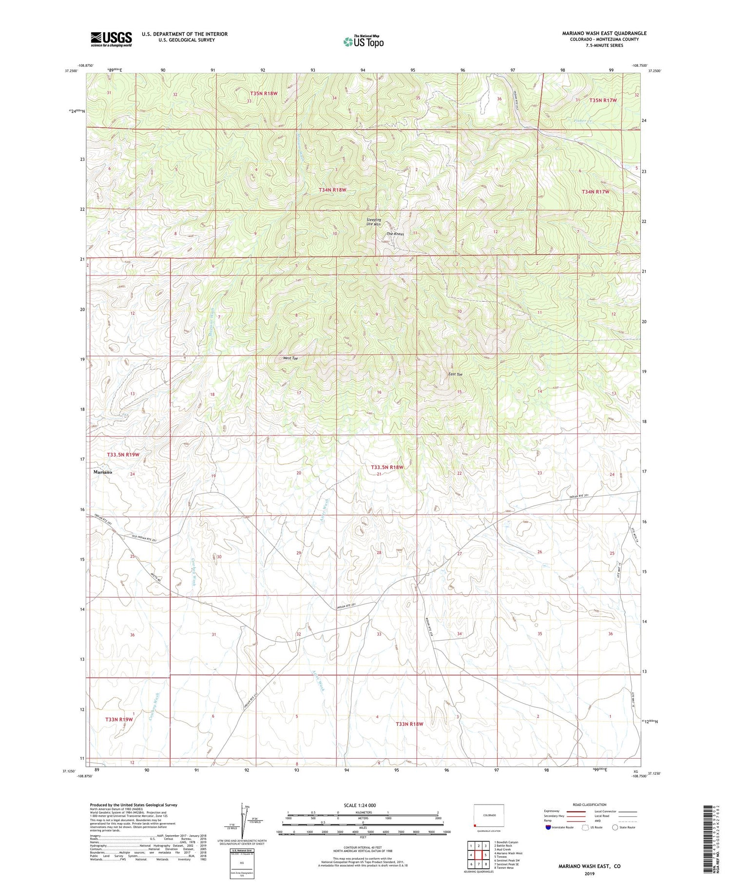 Mariano Wash East Colorado US Topo Map Image