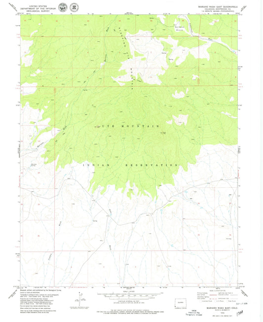Classic USGS Mariano Wash East Colorado 7.5'x7.5' Topo Map Image