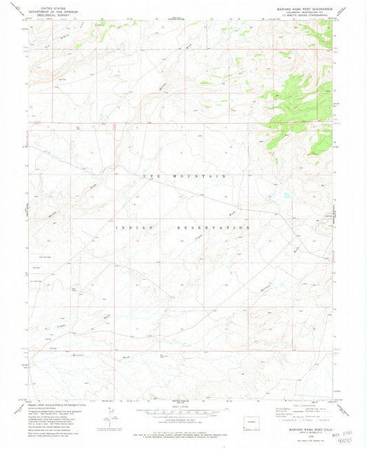 Classic USGS Mariano Wash West Colorado 7.5'x7.5' Topo Map Image