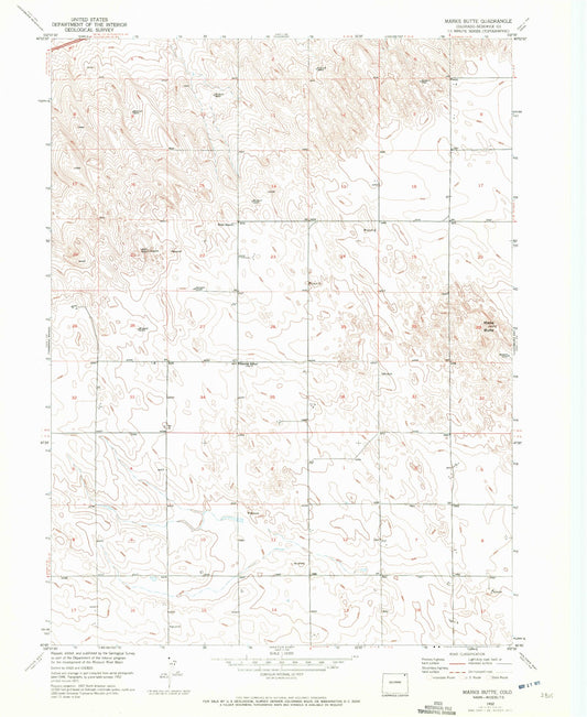 Classic USGS Marks Butte Colorado 7.5'x7.5' Topo Map Image