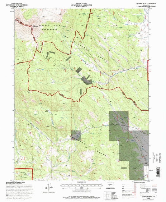 Classic USGS Marmot Peak Colorado 7.5'x7.5' Topo Map Image