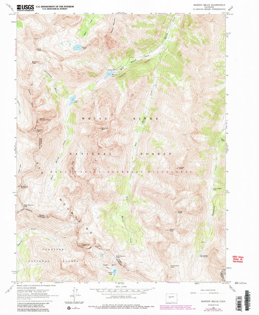 USGS Classic Maroon Bells Colorado 7.5'x7.5' Topo Map Image