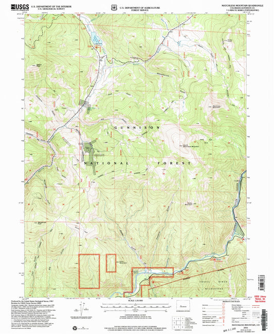 Classic USGS Matchless Mountain Colorado 7.5'x7.5' Topo Map Image