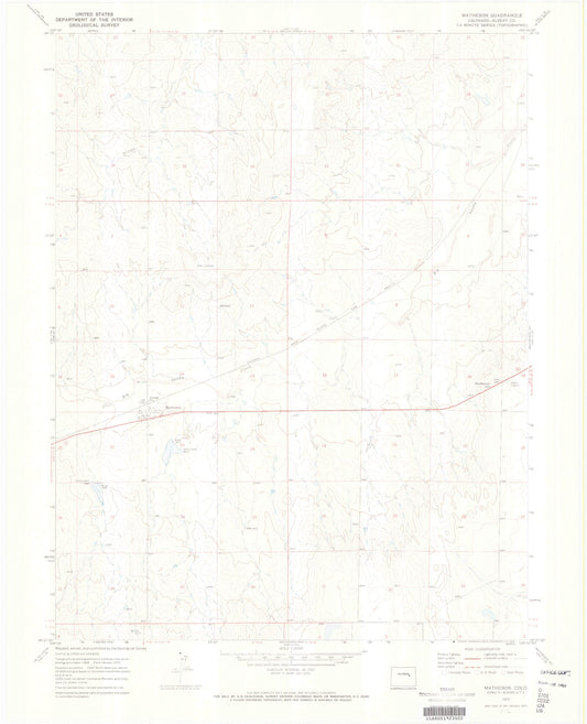 Classic USGS Matheson Colorado 7.5'x7.5' Topo Map Image
