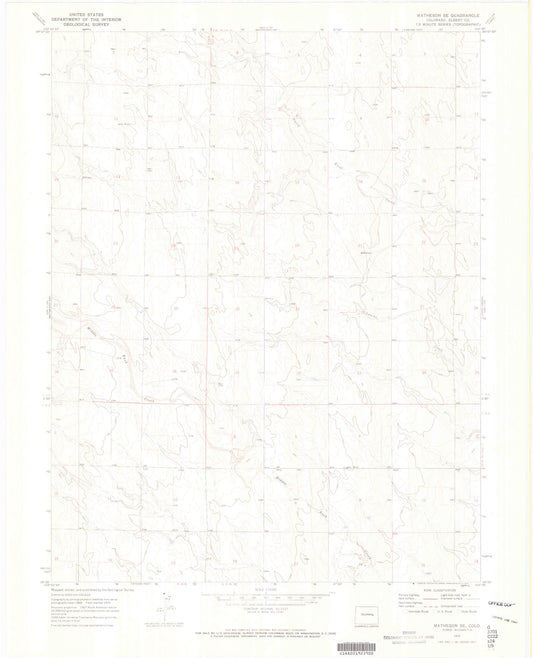 Classic USGS Matheson SE Colorado 7.5'x7.5' Topo Map Image