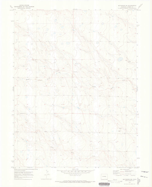 Classic USGS Matheson SW Colorado 7.5'x7.5' Topo Map Image