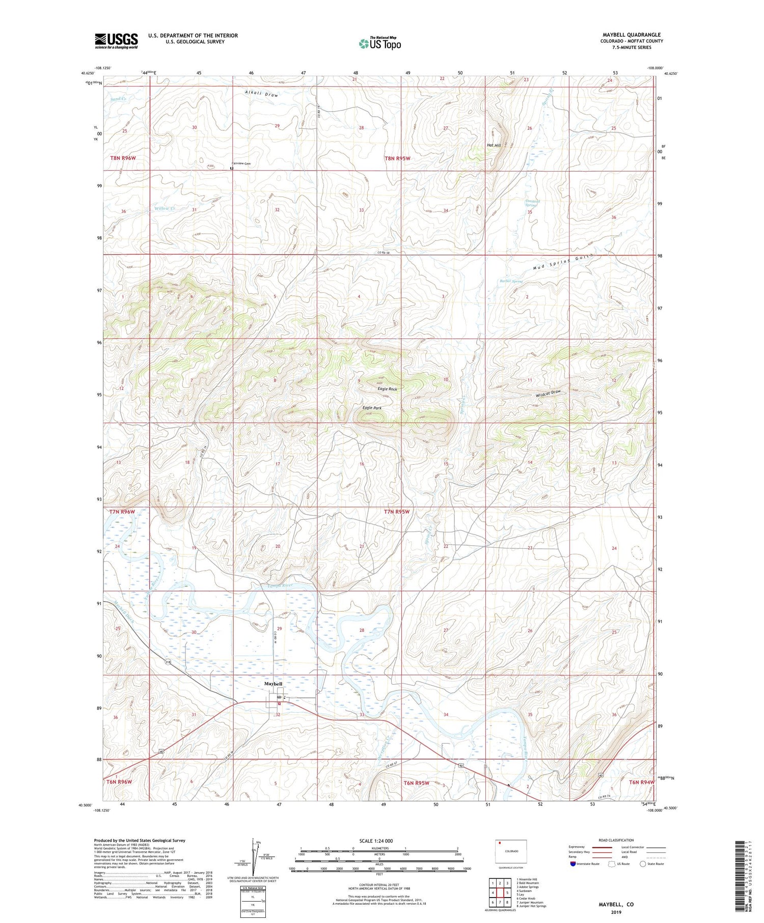 Maybell Colorado US Topo Map Image