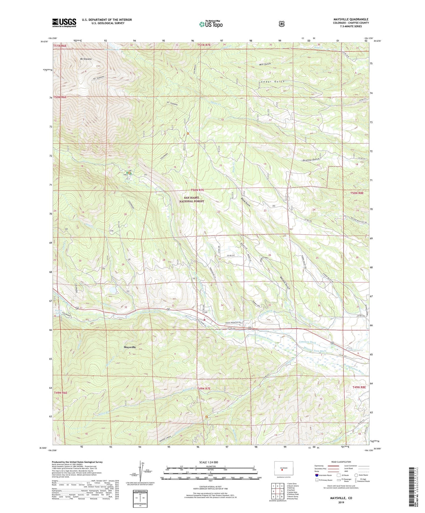 Maysville Colorado US Topo Map Image