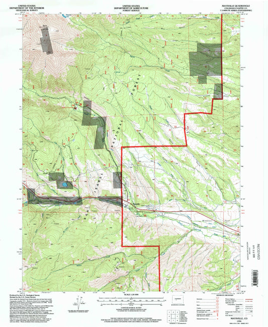 Classic USGS Maysville Colorado 7.5'x7.5' Topo Map Image