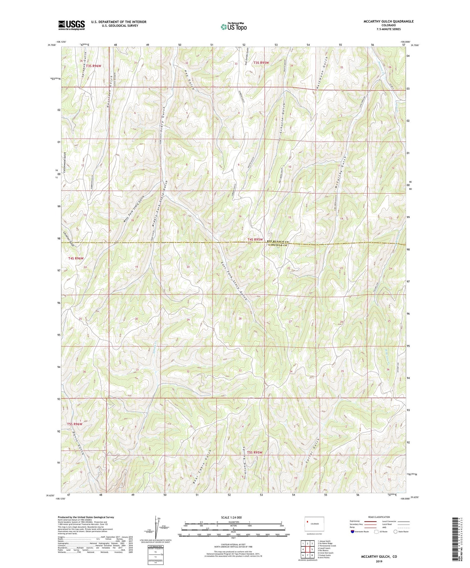McCarthy Gulch Colorado US Topo Map Image