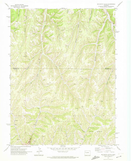 Classic USGS McCarthy Gulch Colorado 7.5'x7.5' Topo Map Image
