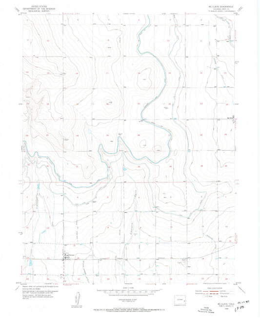 Classic USGS McClave Colorado 7.5'x7.5' Topo Map Image