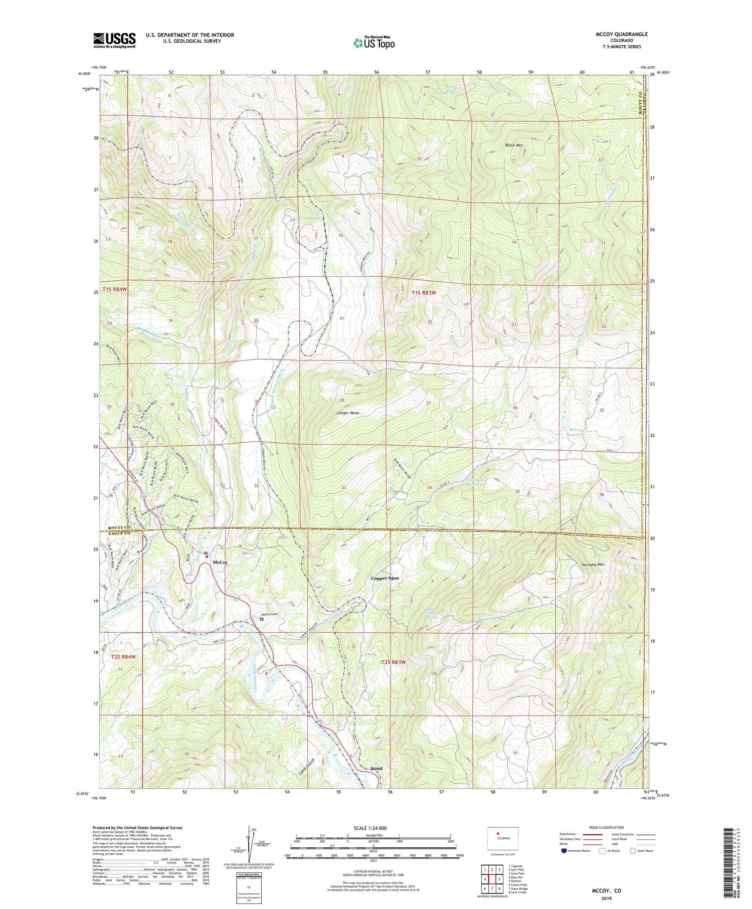 McCoy Colorado US Topo Map Image